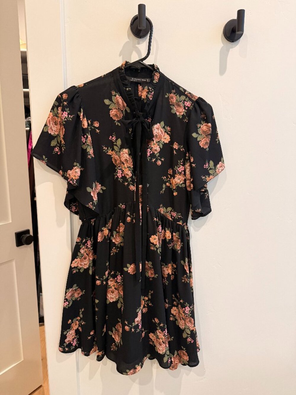 Zara Woman Mini Dress with Collar Tie